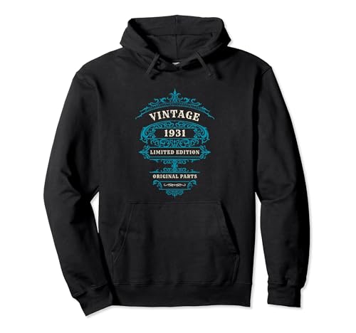 Consigue ahora AZUL CUMPLEAÑOS VINTAGE 1931 PIEZAS ORIGINALES EDICIÓN LIMITADA Sudadera con Capucha Cumpleaños Rebajas 2024 | regaloscumple.com