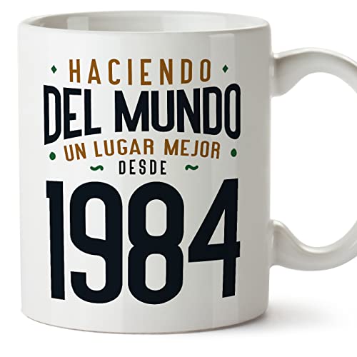 Consigue ahora MUGFFINS Tazas 1984 Cumpleaños - En Español - Haciendo del Mundo un Lugar Mejor - 11 oz / 330 ml - Regalo original y divertido Top BlackFriday Precio 2024 | regaloscumple.com