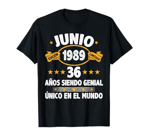 Consigue ahora Junio 1989 36 Años Hombre Regalos Cumpleaños Regalo Junio 1989 Camiseta Ofertas 2025 | regaloscumple.com