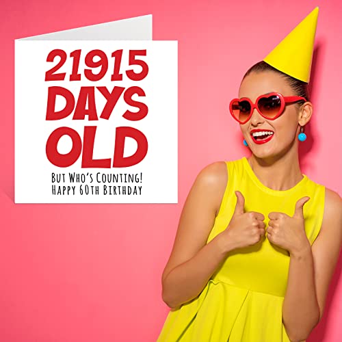 Ofertas Mujeres, él, ella, 21915 días edad, divertida tarjeta cumpleaños 60 adultos,