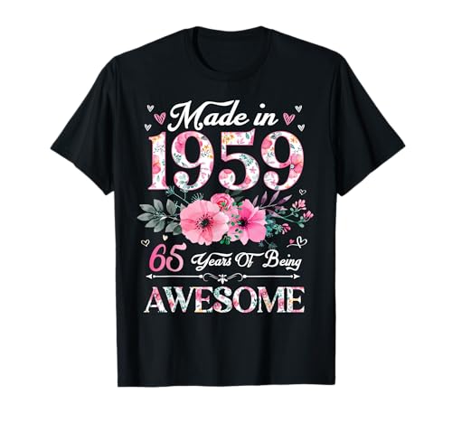 Consigue ahora Promoción 65 años Made In 1959 Floral 65 Cumpleaños Mujeres Camiseta Rebajas 2024 | regaloscumple.com