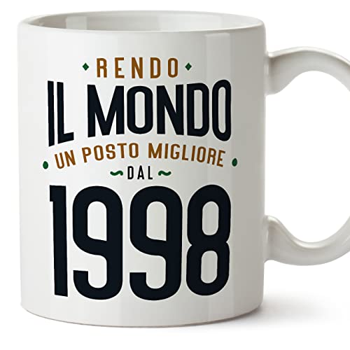 Comprar MUGFFINS Tazas 1998 Cumpleaños - En Italiano - Promoción Rendo il Mondo un Posto Migliore - 11 oz / 330 ml - Regalo original y divertido Rebajas 2025 | regaloscumple.com