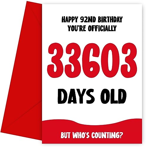 Comprar Hey Chimp Divertida tarjeta cumpleaños 92 para hombres y mujeres oficial Promoción 33603 días tarjeta humorística 92 cumpleaños tarjeta cumpleaños 92 tarjeta cumpleaños Rebajas 2024 | regaloscumple.com