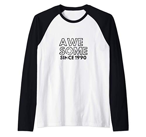 Consigue ahora Regalo cumpleaños Promoción Diseño vintage impresionante desde 1990 Camiseta Manga Raglan Top Precio 2025 | regaloscumple.com