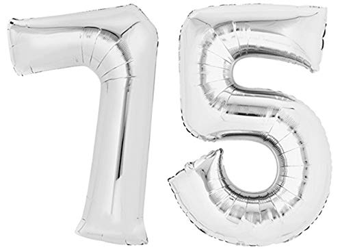 Comprar TopTen Globo con número 75 plata XXL BlackFriday más 90 cm alto para fiesta cumpleaños aniversario u otras celebraciones (número 75) Rebajas 2023 | regaloscumple.com