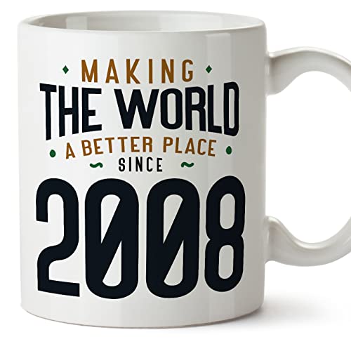 Consigue ahora MUGFFINS Tazas 2008 Cumpleaños - En Inglés - Making the World a Better Place - 11 oz / 330 Navidad ml - Regalo original y divertido Ofertas 2024 | regaloscumple.com