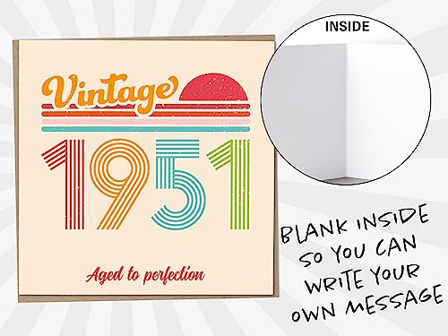 Comprar en Amazon Tarjeta   cumpleaños 72 – Vintage 1951 Aged to Perfection  divertida tarjeta   felicitación para hombres y mujeres  tarjetas   cumpleaños para mujeres  tarjetas   cumpleaños para hombres  tarjeta