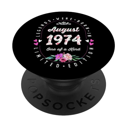 Comprar Cumpleaños Floral Promoción - Las Leyendas nacen en Agosto 1974 PopSockets PopGrip Intercambiable Top Precio 2024 | regaloscumple.com