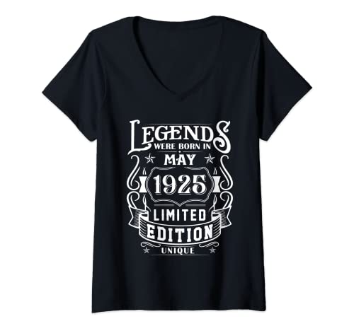 Consigue ahora Mujer Cumpleaños Mayo 1925 Promoción Edición Limitada Regalo Legend May Camiseta Cuello V Top Precio 2024 | regaloscumple.com