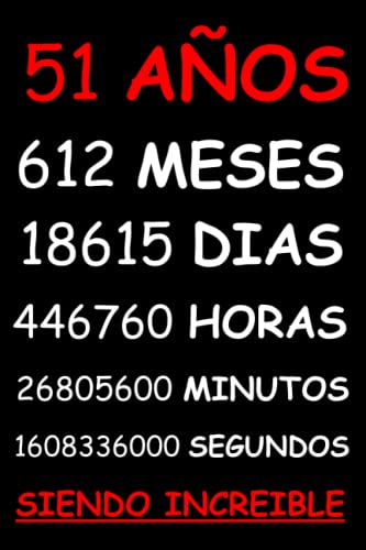 Consigue ahora 51 AÑOS SIENDO INCREIBLE: REGALO HOMBRE O MUJER 51 AÑOS DE CUMPLEAÑOS Regalos ORIGINAL Y DIVERTIDO CUADERNO DE APUNTES O AGENDA DIARIO LEBRETA DE NOTAS.. Top Precio 2024 | regaloscumple.com