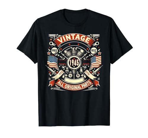 Comprar Vintage 1945 Regalos Nacido en 1945 mecánico cumpleaños Camiseta Ofertas 2024 | regaloscumple.com