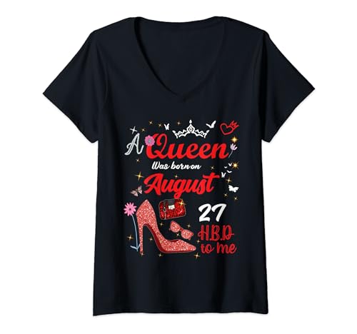 Consigue ahora Mujer Agosto 27 Cumpleaños Esta Reina Nació el 27 Catálogo Agosto Camiseta Cuello V Rebajas 2024 | regaloscumple.com