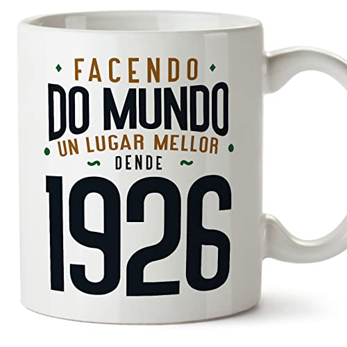 Comprar MUGFFINS Tazas 1926 Cumpleaños - En Gallego - Promoción Facendo do Mundo un Lugar Mellor - 11 oz / 330 ml - Regalo original y divertido Rebajas 2024 | regaloscumple.com