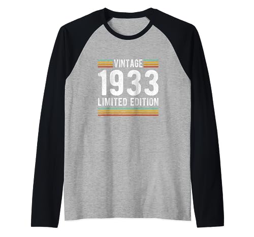 Consigue ahora Vintage 1933 Edición Limitada 90 Años Cumpleaños Cumpleaños 90 Camiseta Manga Raglan Top Precio 2025 | regaloscumple.com