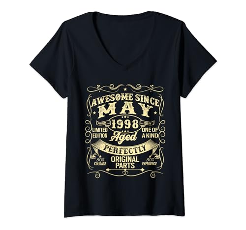 Consigue ahora Mujer Awesome Since May Catálogo 1998 Year Of Birth Birthday 1998 Vintage Camiseta Cuello V Top Precio 2024 | regaloscumple.com
