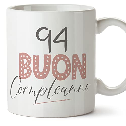 Comprar MUGFFINS Tazas 94 Cumpleaños - En Italiano - Buon compleanno! Rosa - 11 Regalos oz / 330 ml - Regalo original y divertido Rebajas 2025 | regaloscumple.com