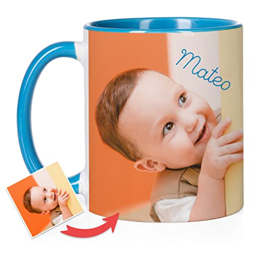 Oferta Wanapix Taza con y | Cerámica Diseño | Amigos Familiares Apta | 325ml Interior Asa Azul
