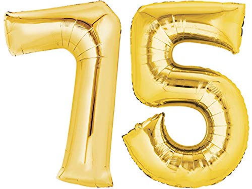 Comprar TopTen Globo con Ideas para regalar número 75 oro XXL más 90 cm alto para fiesta cumpleaños aniversario u otras celebraciones (número 75) Ofertas 2023 | regaloscumple.com