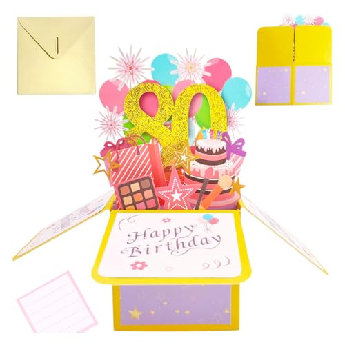 Comprar JinSu Tarjeta 80 cumpleaños 3D con sobre tarjeta Promoción felicitación 80 cumpleaños para mujeres Rebajas 2024 | regaloscumple.com