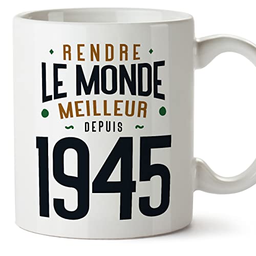 Comprar BlackFriday MUGFFINS Tazas 1945 Cumpleaños - En Francés - Rendre le Monde Meilleur - 11 oz / 330 ml - Regalo original y divertido Ofertas 2024 | regaloscumple.com