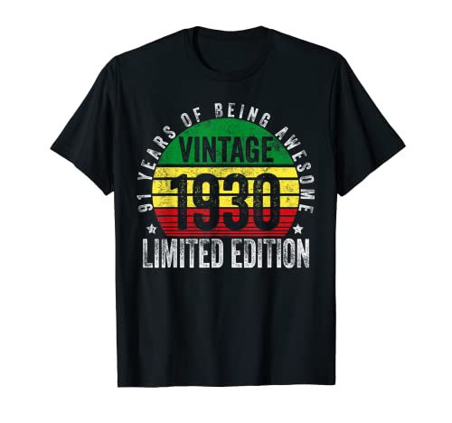 Consigue ahora 91 Años Legendario Retro Navidad Vintage Impresionante Cumpleaños 1930 Camiseta Top Precio 2025 | regaloscumple.com