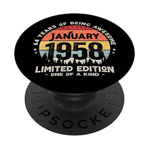 Comprar Regalo 64 años Cumpleaños Hombre Ideas para regalar Mujer - Enero 1958 PopSockets PopGrip Intercambiable Rebajas 2025 | regaloscumple.com