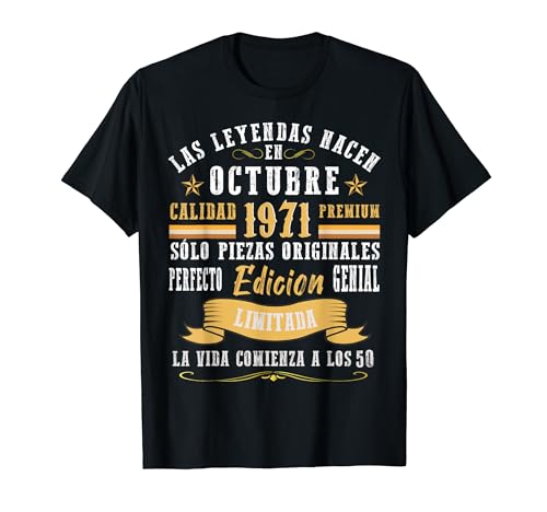 Comprar Leyendas Octubre 1971 50 Años Cumpleaños Hombre Mujer Cumpleaños Retro Camiseta Rebajas 2025 | regaloscumple.com