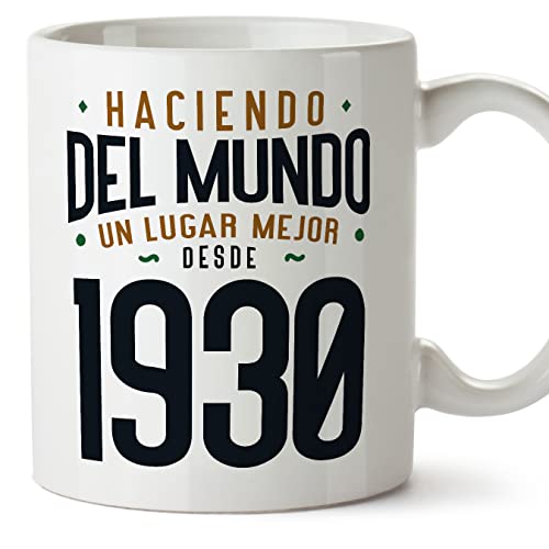 Consigue ahora MUGFFINS Tazas 1930 Cumpleaños - En Español - Haciendo del Mundo un Lugar Mejor - 11 oz / 330 Cumpleaños ml - Regalo original y divertido Top Precio 2024 | regaloscumple.com