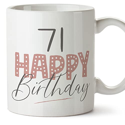Comprar MUGFFINS Tazas 71 Cumpleaños - En Inglés - Happy Birthday! Pink - 11 oz / 330 ml - Regalo original y divertido Top Regalos Precio 2025 | regaloscumple.com