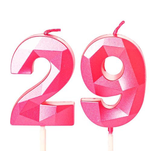 Comprar Velas cumpleaños número 29 para pastel cumpleaños Promoción 29 velas color rosa intenso para tarta cumpleaños 29 velas cumpleaños para pastel decoración tartas 29 años para mujeres 29 Rebajas 2025 | regaloscumple.com
