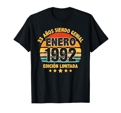 Consigue ahora Catálogo Enero 1992 33 Años Hombre Cumpleaños Regalo Enero 1992 Camiseta Rebajas 2024 | regaloscumple.com