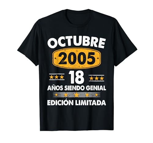 Comprar 18 Años Cumpleaños Regalo Hombre 2005 Octubre Catálogo 18 Años Camiseta Rebajas 2024 | regaloscumple.com