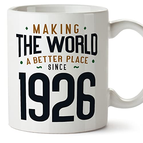 Consigue Navidad ahora MUGFFINS Tazas 1926 Cumpleaños - En Inglés - Making the World a Better Place - 11 oz / 330 ml - Regalo original y divertido Ofertas 2024 | regaloscumple.com
