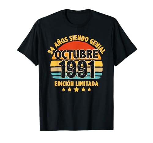 Consigue ahora Octubre Regalos 1991 34 Años Hombre Cumpleaños Regalo Octubre 1991 Camiseta Top Precio 2025 | regaloscumple.com