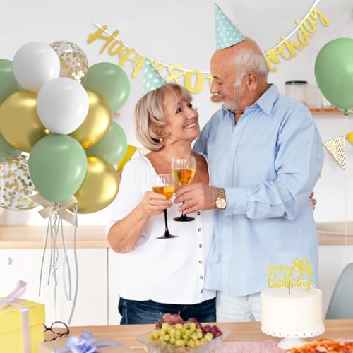 Comprar en Amazon Decoracion Cumpleaños 80 Años Oro Verde Globos 80 Cumpleaños Hombre