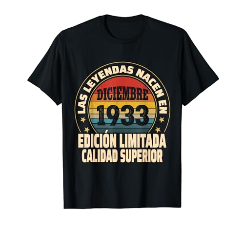 Consigue ahora Edición Limitada Ideas para regalar Diciembre 1933 - Cumpleaños 91 Años Camiseta Ofertas 2024 | regaloscumple.com