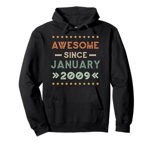 Comprar Awesome Since January 2009 Birthday Design Sudadera Ideas para regalar con Capucha Ofertas 2024 | regaloscumple.com