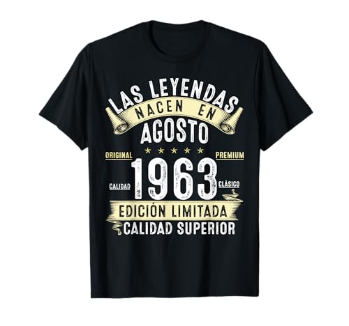 Comprar 61 Años Cumpleaños Las Leyendas nacen en Agosto Navidad 1963 Camiseta Top Precio 2024 | regaloscumple.com