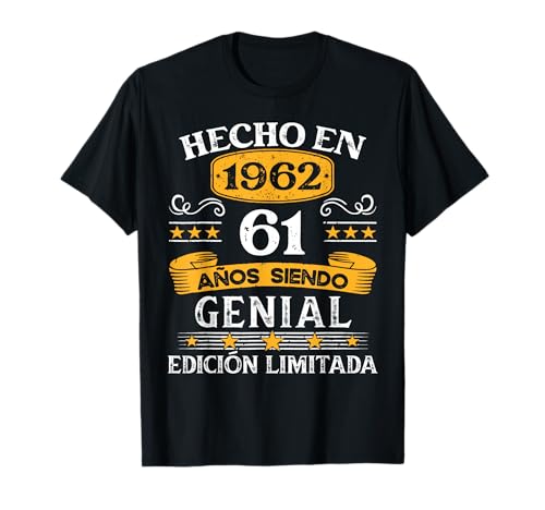 Consigue ahora 61 Años Cumpleaños Regalo Hombre Hecho En 1962 Hecho En 1962 Camiseta Catálogo Ofertas 2023 | regaloscumple.com