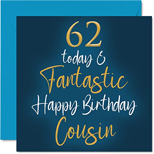 Consigue ahora Fantásticas tarjetas cumpleaños 62 para primos – BlackFriday 62 Today & Fantastic – Tarjeta feliz cumpleaños para primos parientes regalos cumpleaños primos tarjetas felicitación cumpleaños Top Precio 2024 | regaloscumple.com