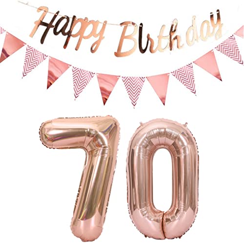 Consigue ahora Globos 70 cumpleaños decoración mujer oro rosa+Guirnalda feliz cumpleaños +cadena gallardetes 70 "números 70 globos 70 años decoración Regalos cumpleaños mujer decoración 70 cumpleaños deco oro rosa Top Precio 2024 | regaloscumple.com