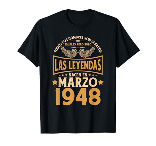 Comprar Cumpleaños Hombre Regalos Las Leyendas Marzo 1948 Camiseta Top Ideas para regalar Precio 2024 | regaloscumple.com