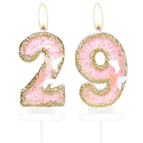 Consigue ahora Velas mariposa con el número 29 velas Promoción cumpleaños número 29 para tartas decoración pastel cumpleaños 29 para niñas decoración pastel mariposa 29 velas doradas y rosas para tartas Rebajas 2025 | regaloscumple.com