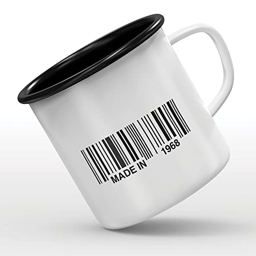 Consigue ahora Taza esmaltada con diseño Ideas para regalar cumpleaños código barras 1968 Ofertas 2024 | regaloscumple.com