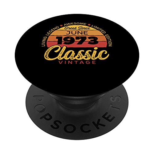 Consigue ahora Retro 50 Años Cumpleaños Junio 1973 Cumpleaños Vintage Bday Classic PopSockets PopGrip Intercambiable Ofertas 2025 | regaloscumple.com
