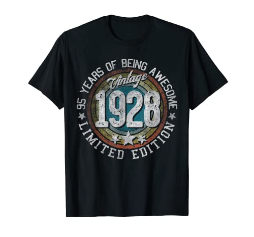 Consigue ahora Vintage 1928 95 años edad regalos edición limitada 95 cumpleaños Camiseta Top Navidad Precio 2024 | regaloscumple.com