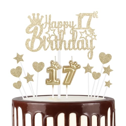 Comprar Mciskin Velas feliz cumpleaños número 17 vela corona número 17 para pasteles decoración cumpleaños 17 años decoración pastel para mujeres fiesta cumpleaños Navidad aniversario boda Rebajas 2025 | regaloscumple.com