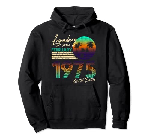 Consigue ahora Legendario Catálogo cumpleaños desde febrero 1975. Sudadera con Capucha Ofertas 2024 | regaloscumple.com