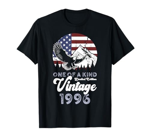Consigue ahora Vintage BlackFriday 1996 Águila Bandera Americana 29 Cumpleaños Camiseta Top Precio 2024 | regaloscumple.com