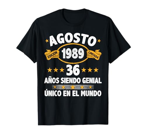 Consigue ahora Agosto 1989 36 Años Hombre Cumpleaños Cumpleaños Regalo Agosto 1989 Camiseta Rebajas 2025 | regaloscumple.com